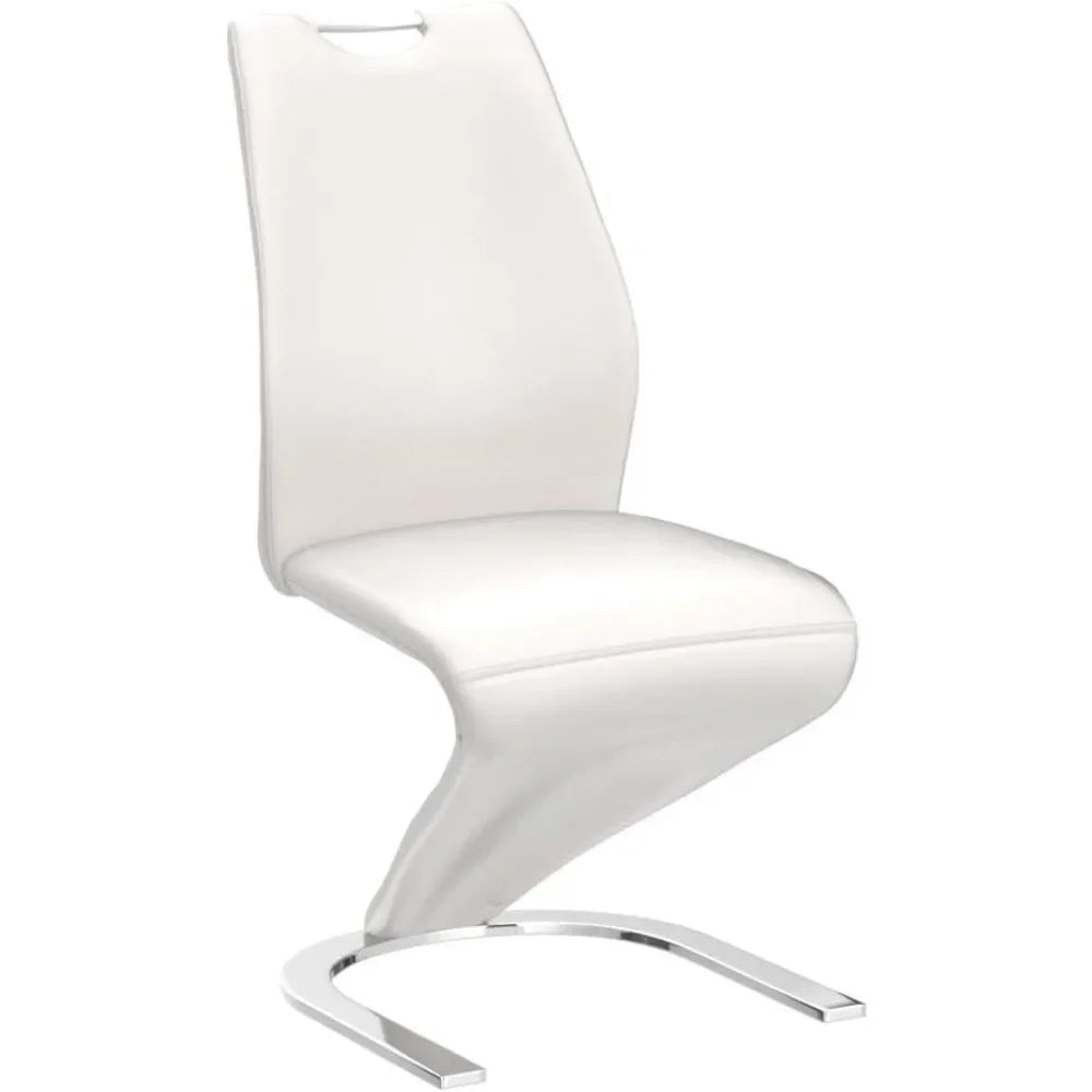 Modern pair of modern upholstered dining chairs with pu leather cushion seats and sturdy design for kitchen and dining room