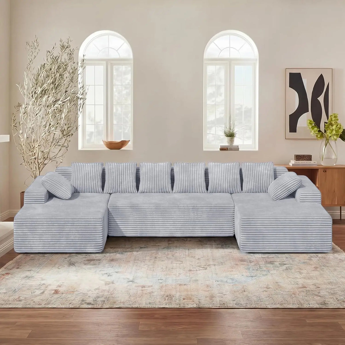 131'' Oversized Boneless Cloud Couches with Chaise, Deep Seat U Shaped Modular Sectional Sofa for Living Room 1PCS,, Customized