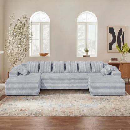 131'' Oversized Boneless Cloud Couches with Chaise, Deep Seat U Shaped Modular Sectional Sofa for Living Room 1PCS,, Customized