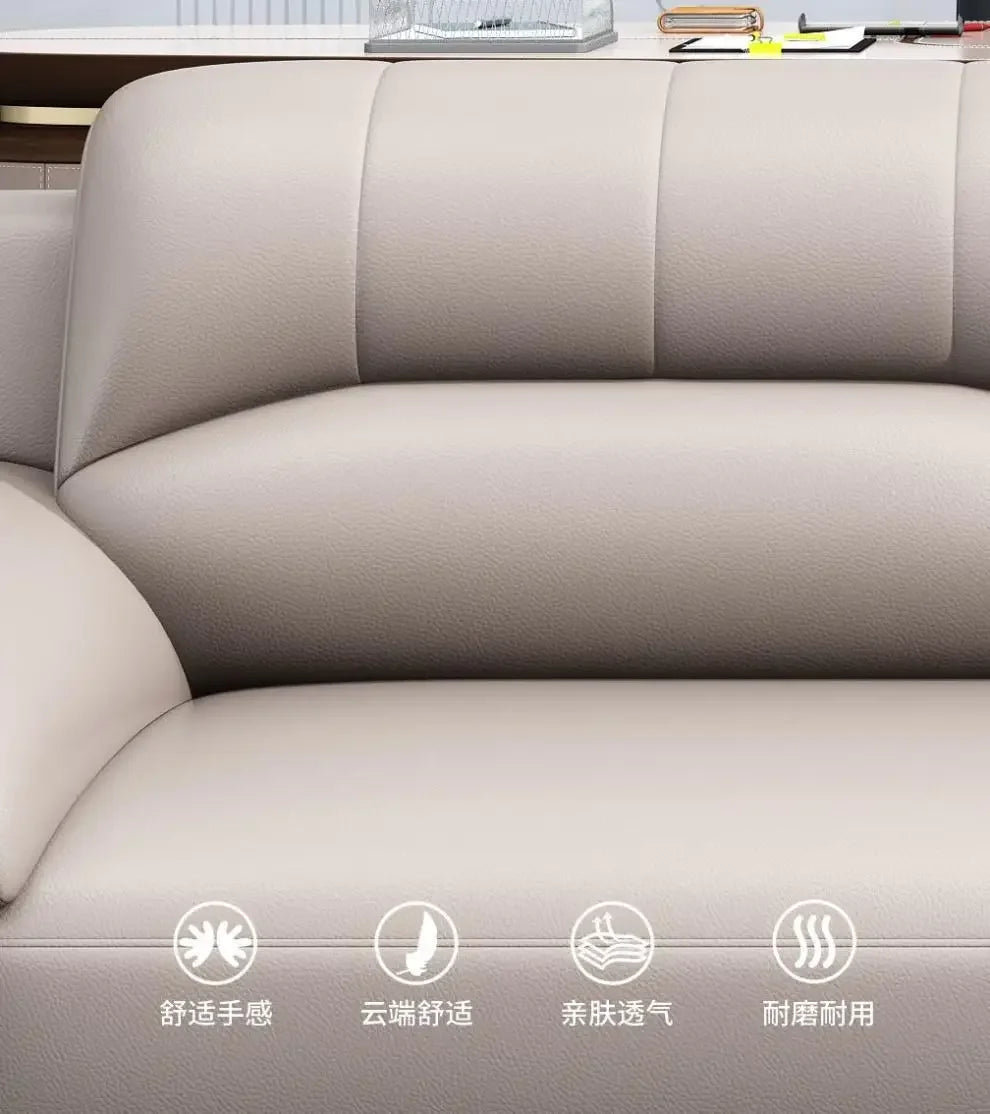 Leather latex office sofa, piano key combination sofa