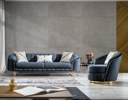 Luxury 2-3 Seater Chesterfield Sofa Hot Sales Gold Stainless Steel Frame Velvet Upholstery Sponge Filling for Hotel Home Use
