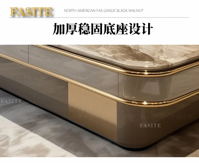 LightLuxury Coffee Table Living Room Home High-end Rectangular Luxury Stone Tea Table New High-end Villa Large Flat Coffee Table