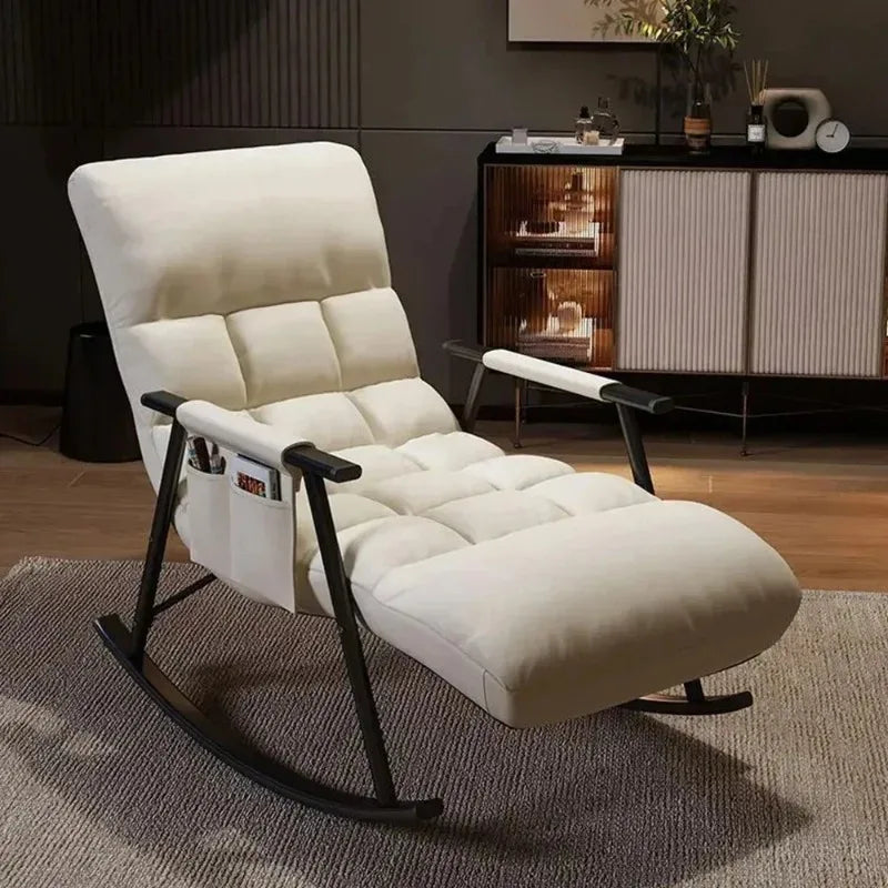 Rocking Chair Lazy Sofa Chairs Technology Cloth Chairs Adjustable Backrest Washable Relaxation and Comfort Recliner Chair