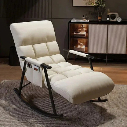 Rocking Chair Lazy Sofa Chairs Technology Cloth Chairs Adjustable Backrest Washable Relaxation and Comfort Recliner Chair