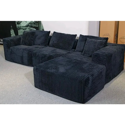 Compression sofa tofu block corduroy simple light luxury compression L-shaped corner sofa