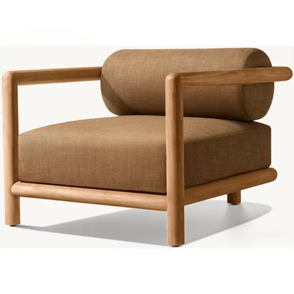 Single Premium Teak Outdoor Sofa Comfortable Stylish Modern Design Natural Color