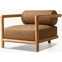 Single Premium Teak Outdoor Sofa Comfortable Stylish Modern Design Natural Color