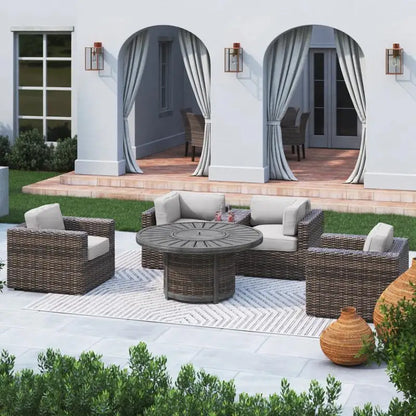 Assembled Patio Seating Set for 4 with Cushions