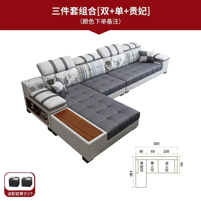 Luxury Technology Cloth Sofa Living Room Furniture Modern Cloakroom Bedroom Sofa Combination Nordic Apartment Sofa Set