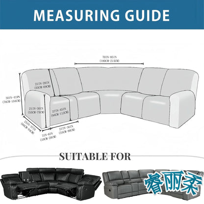 Milk Silk 7-Pieces Sectional Sofa Covers 5-Seater L Shape Recliner Sofa Cover Slipcover Washable Furniture Cover Protector