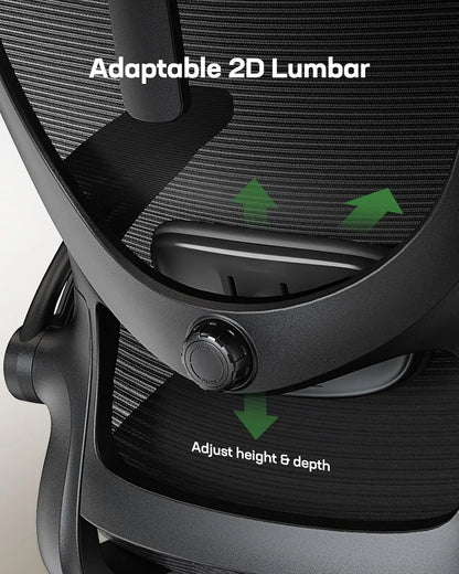 Ergonomic Office Chair with Adjustable Lumbar Support, High Back Mesh, and 3D Armrests for Comfortable Work