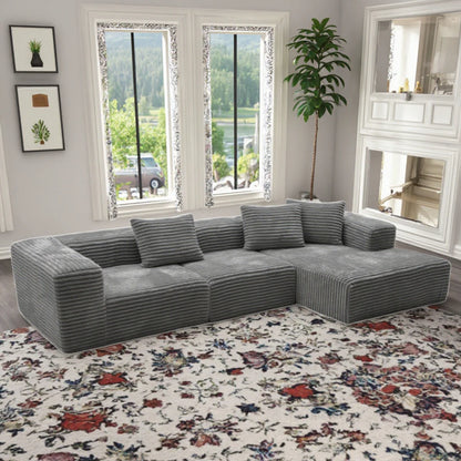 Compressed SofaSuper Deep L-Shape Modular Sectional Couch Compressed Sofa Plush Corduroy With Vacuum Packaging For Apartment Liv