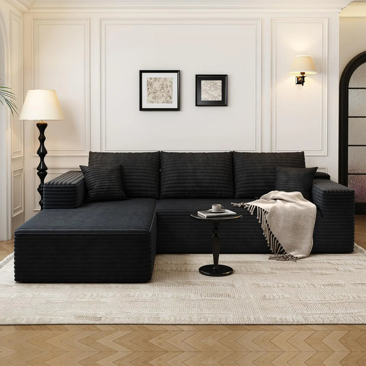 Wholesale L Shaped Cloud Couch 107 Inch Plush Sectional Sofa with Chaise Minimalist Living Room Furniture