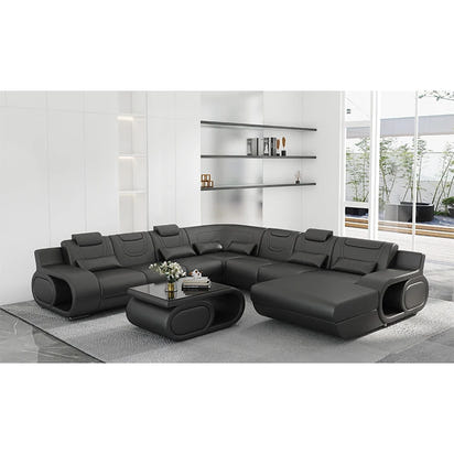 Living Room Luxury Corner Couches Furniture Set U Shape Cover Sectional Leather Sofa