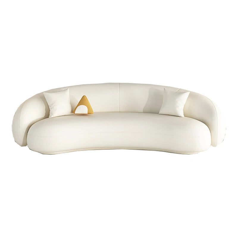 Arc-shaped sofa, small unit, internet celebrity, light luxury homestay villa, designer, lamb plush leather art sofa
