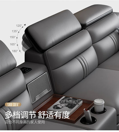 Genuine Leather Sofa Cowhide Modern Wireless Charging Smart Audio Sofa Living Room Corner Combination Divano Home Furniture