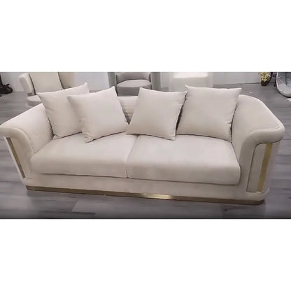 -Modern Luxury Comfortable Living Room Sofa Set Stainless Steel Seat Velvet Sofa Home Hotel Living Room Furniture