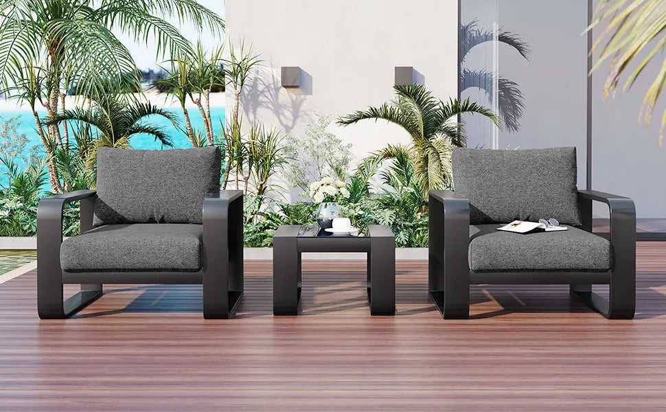 3-pieces Aluminum Frame Patio Furniture With 6.7