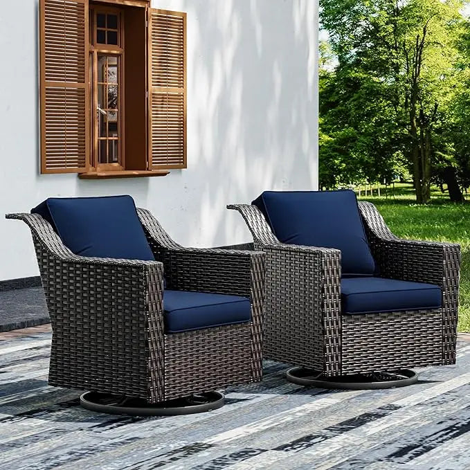 3-Piece Outdoor Patio Set with PE Rattan Sofa, Removable Cushions & Tempered Glass Table for Garden, Balcony