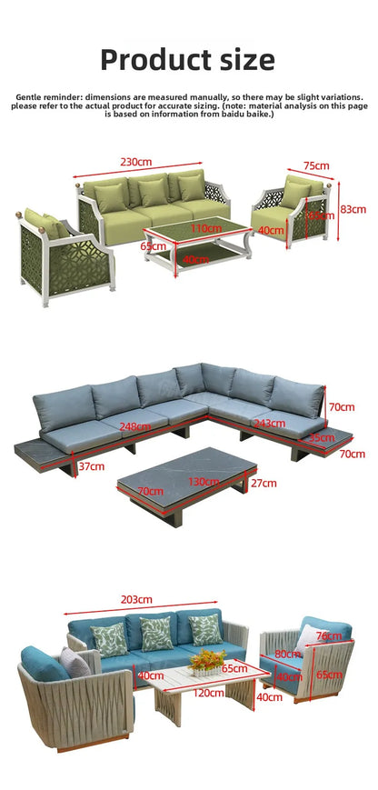 Outdoor Sofa Aluminum patio Villa Courtyard Garden Courtyard High end Hotel Leisure Simple Sofas set