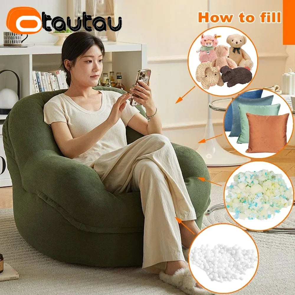 OTAUTAU Corduroy Bean Bag Cover SF325【No Filler Inside! You Need To Buy Filler By Yourself !】