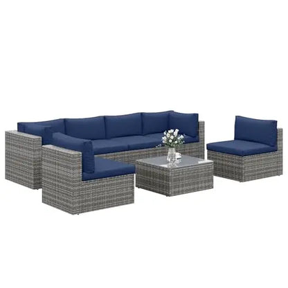 7-Piece Modular Garden Furniture Set, Wicker Outdoor Combination Sofa, With All-Weather Garden Session Set