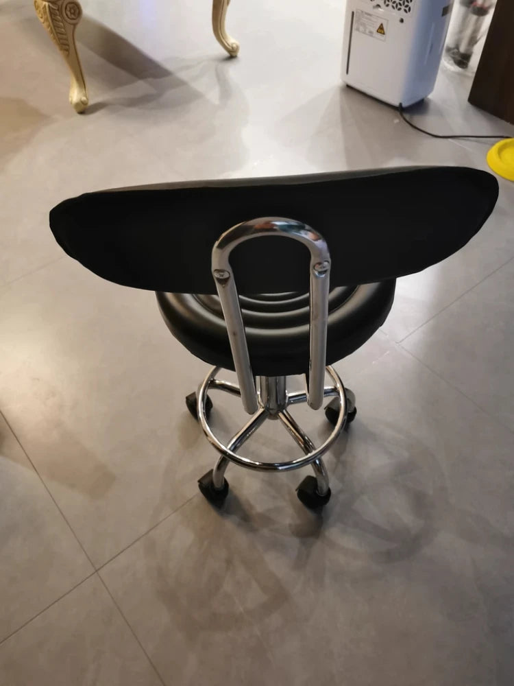 PU Leather Modern Rolling Stool Low Back Height Adjustable Work Salon Drafting Swivel Task Chair with Footrest