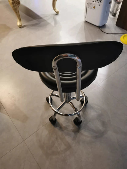 PU Leather Modern Rolling Stool Low Back Height Adjustable Work Salon Drafting Swivel Task Chair with Footrest