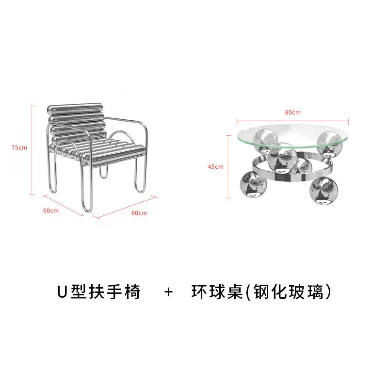 CZ Vintage Stainless Steel Irregular Single Chair Home Backrest Minimalist Industrial Style Restaurant Leisure Dining Chair