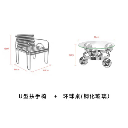 CZ Vintage Stainless Steel Irregular Single Chair Home Backrest Minimalist Industrial Style Restaurant Leisure Dining Chair