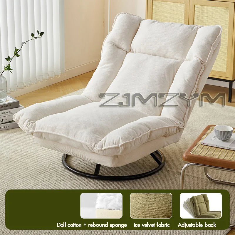 360° Rotation Fabric Rotating Sofa Chair for Living Room Balcony with Adjustable Backrest Lazy Sofa Leisure Chairs