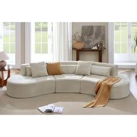 Curved Sectional Sofa with Lumbar Pillows Modular Cloud Boneless Couch with 2 Throw Pillows Oversized Modern Comfy Chenille Sof