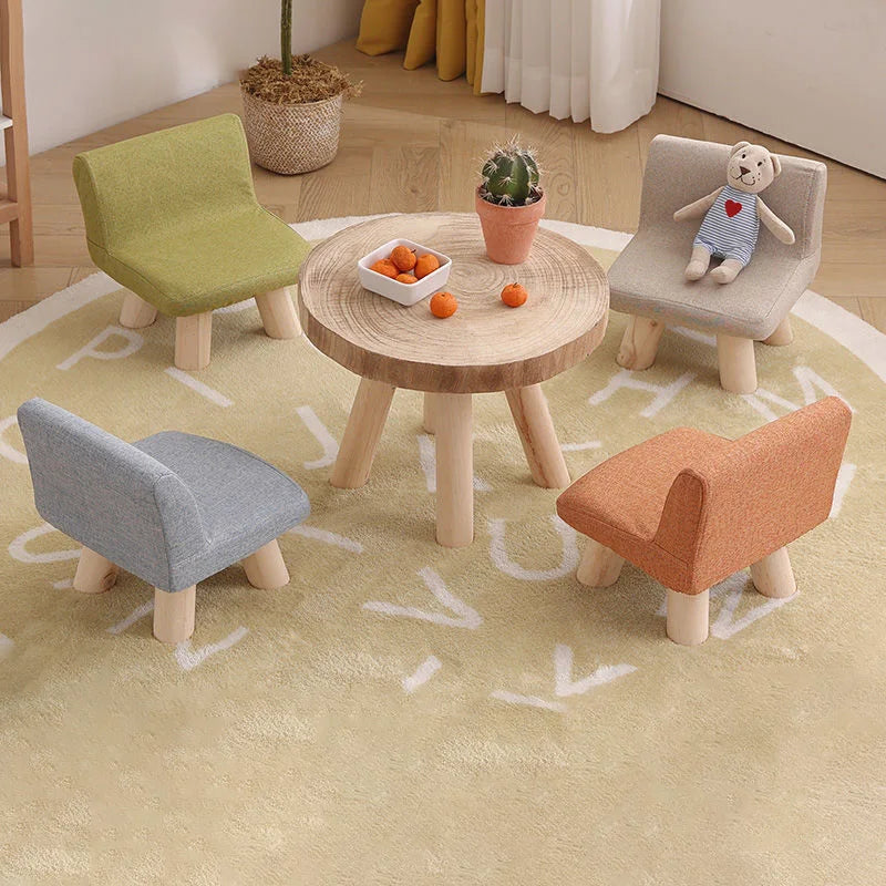 Nordic Wooden Chair with Backrest Strong Load Capacity for Bedroom Living Room Shoe Changing Low Chair Stool Home Furniture