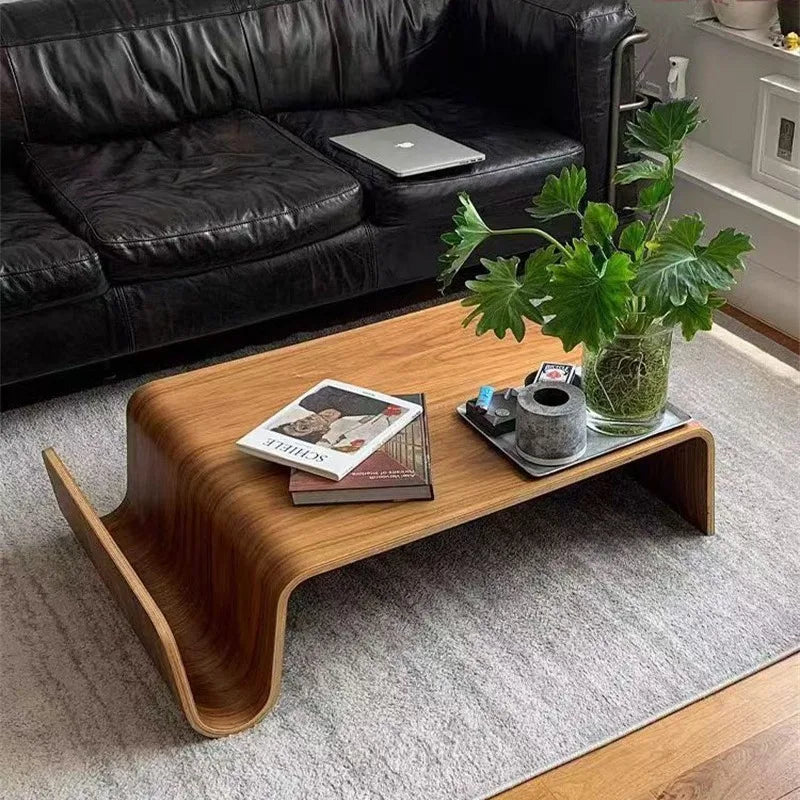 Simple living room creative coffee table coffee table Nordic medieval style big curved wood coffee table