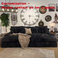 custom.ATUNUS American Thick Striped Corduroy Plush Sectional Sofa Couch Set Compression Black Brown White Living Room S