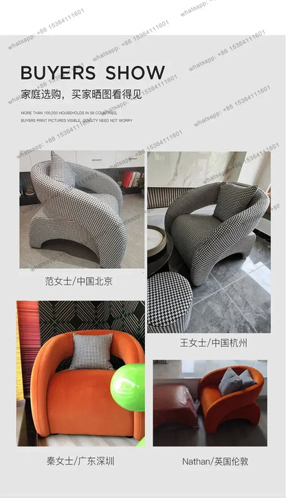 Sofa Esigner Curved Single Houndstooth Couch Nordic Living Room Balcony Leisure Creative Chair Designer