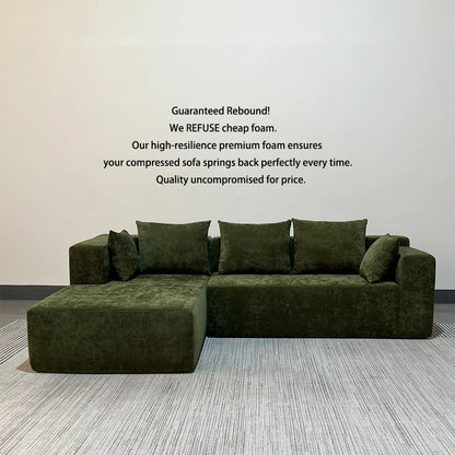 For Modern L-Shape Compressed Corner Sofa Set in a Box Fabric 45D Foam Sponge High Density Reclining for Living Room Furniture
