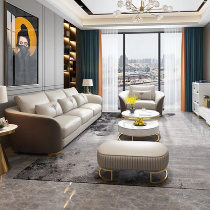 Ensemble de canapés modulaires en cuir, Design italien, maison de luxe, meubles de Villa, cadre en bois, grand canapé sectionnel pour salon
