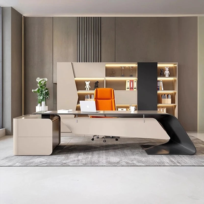 luxury L-shaped Boss Office Desk Modern Organizer Inventory Computer Desk Minimalist European Escritorio Oficina Furniture home