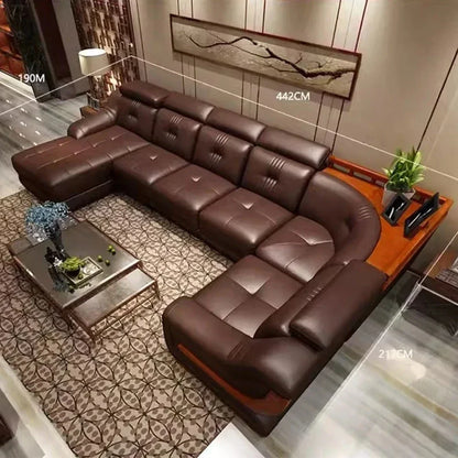 MANBAS Premium Italian Genuine Leather Sofa Sets Big Sectional Couch Living Room Sofas With Adjustable Headrests Home Furniture