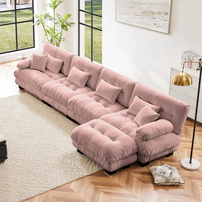 Oversized Modular Sectional Sofa Couch Comfy Cloud Deep Seat, Ottomans Chenille