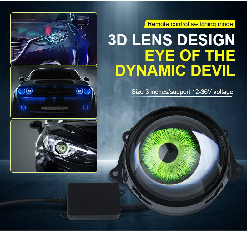 Cool Decoration Dynamic LED Car Headlights Devil Eye LED Car Light Headlight Assembly Modified Eagle Eye Light Cars Accessories