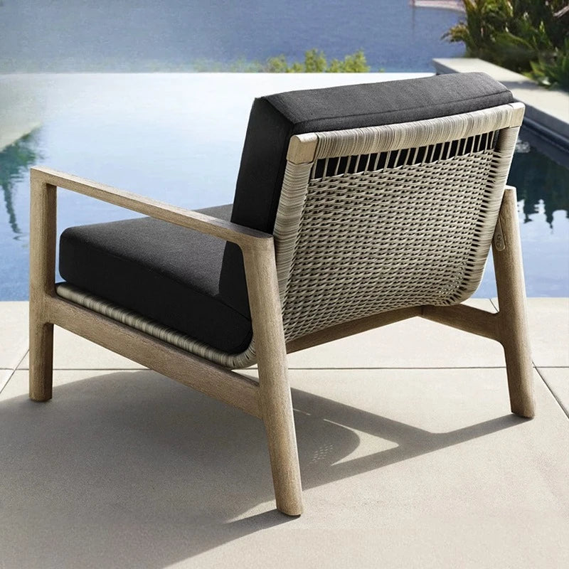 Leisure hotel terrace sofa high-end teak table and chair combination outdoor villa garden courtyard sofa coffee table combinatio