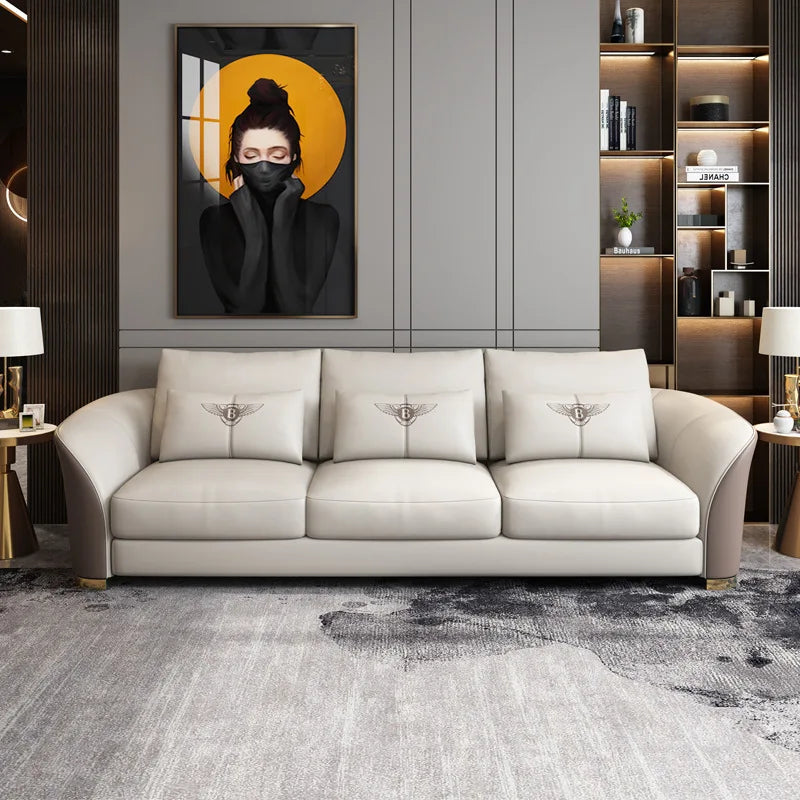 Ensemble de canapés modulaires en cuir, Design italien, maison de luxe, meubles de Villa, cadre en bois, grand canapé sectionnel pour salon