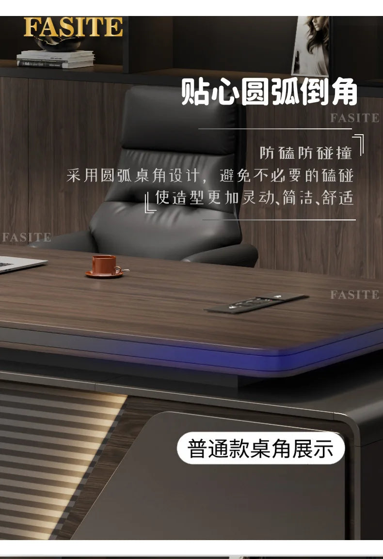 Modern boss desk light luxury high-end paint desktop large desk simple president table manager table and chair combination