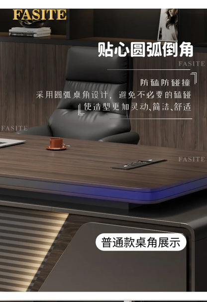 Modern boss desk light luxury high-end paint desktop large desk simple president table manager table and chair combination