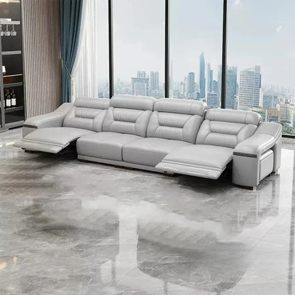 MINGDIBAO Genuine Leather Living Room Sofa Set Power Reclining Couch Electric Recliners with Stool Seating Room, Sofa Reclinable
