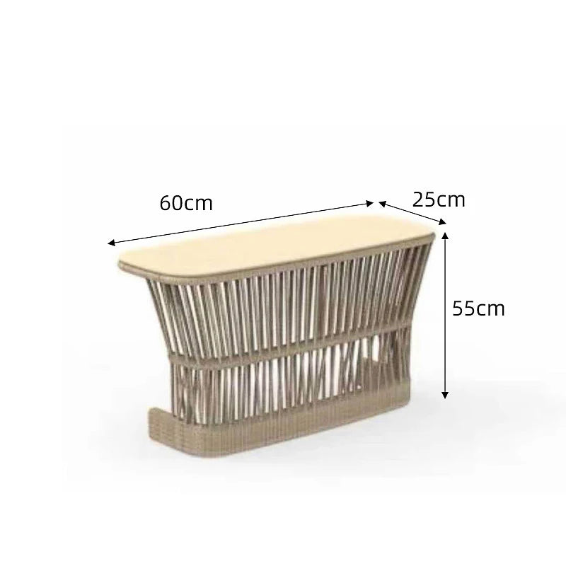 Outdoor rattan sofa combination outdoor open-air waterproof sunscreen rattan tables and chairs villa home leisure garden