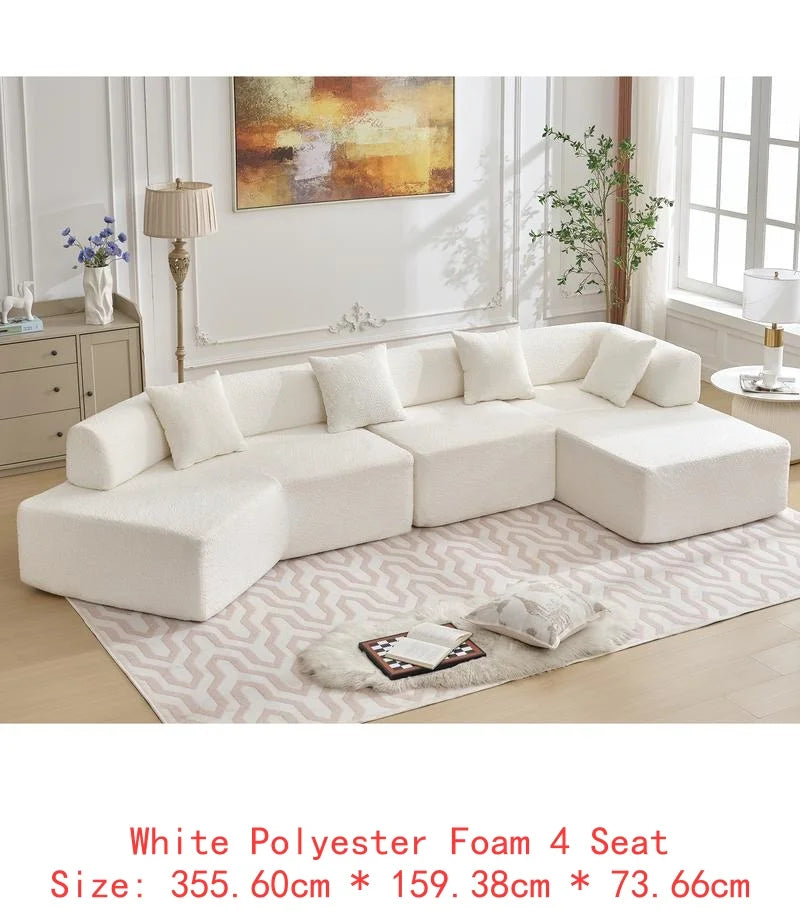 Modern Minimalist Sectional Sofa: L-Shape Cloud Couch with Deep Seats Right Chaise - Black