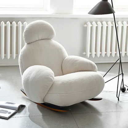 Big white rocking chair lazy sofa rocking chair cream wind single sofa recliner